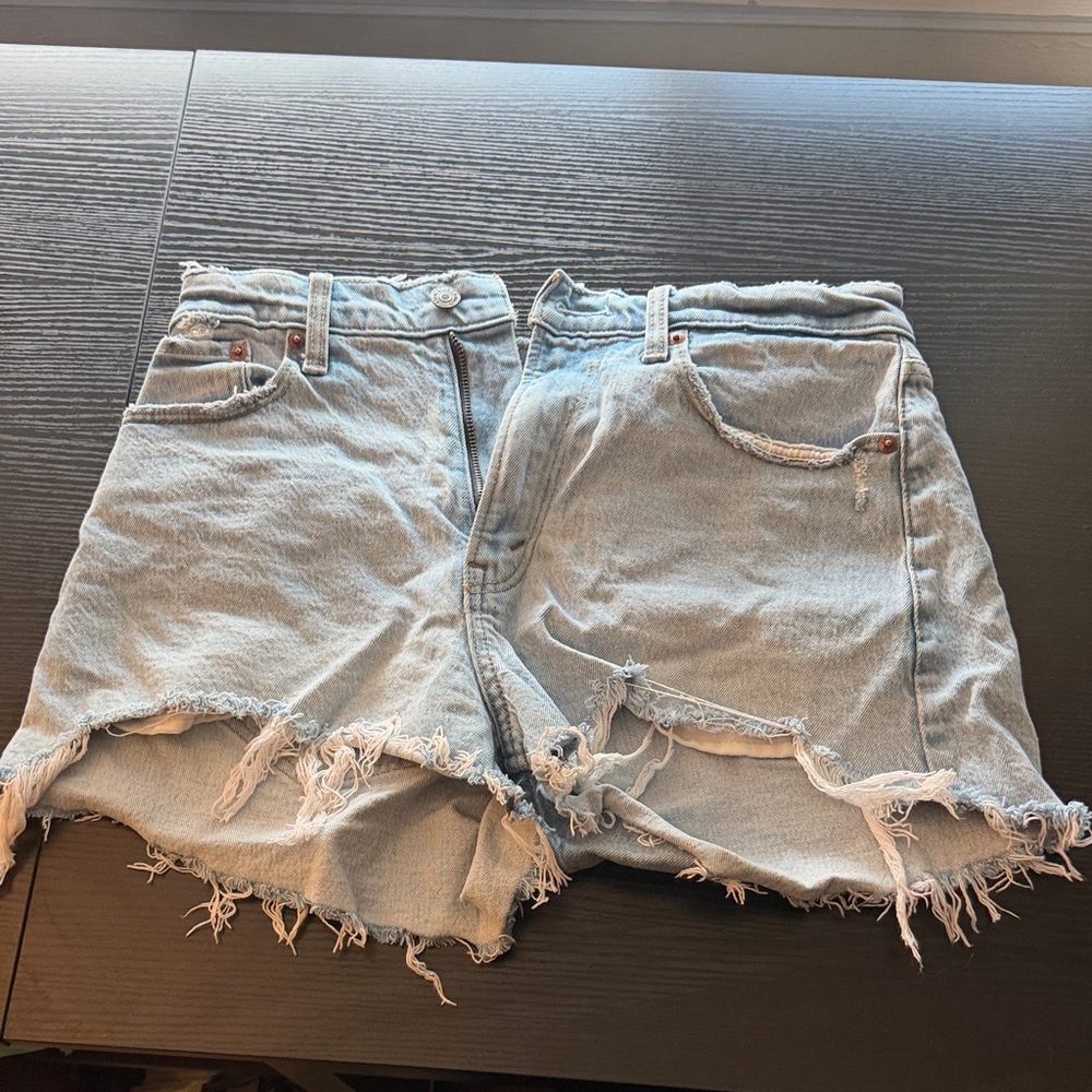 Abercrombie & Fitch Distressed Light Blue Jean Shorts
